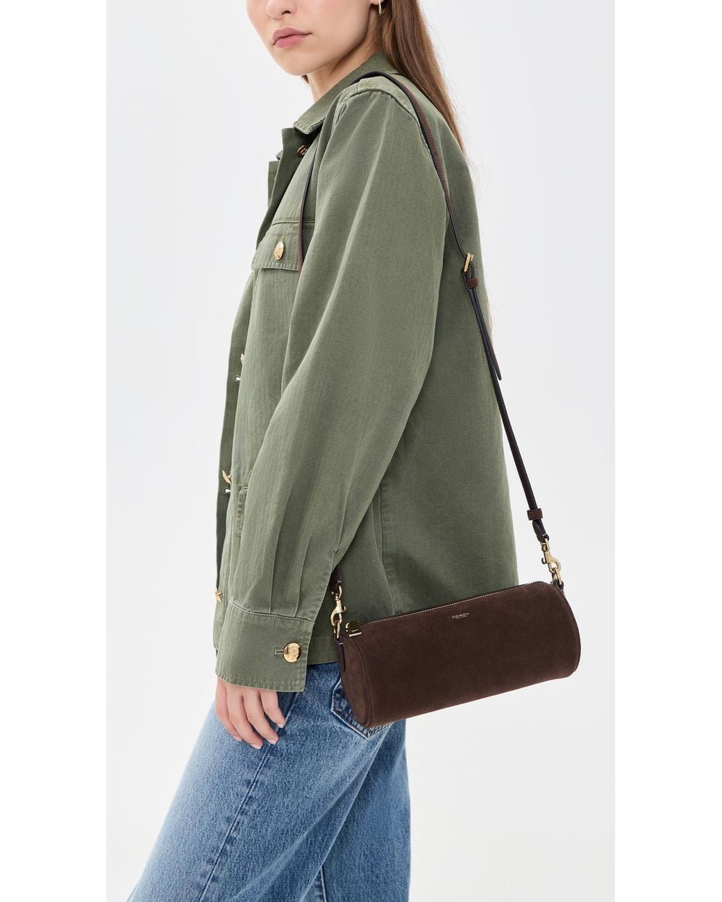 COACH Brown Suede Barrel Bag