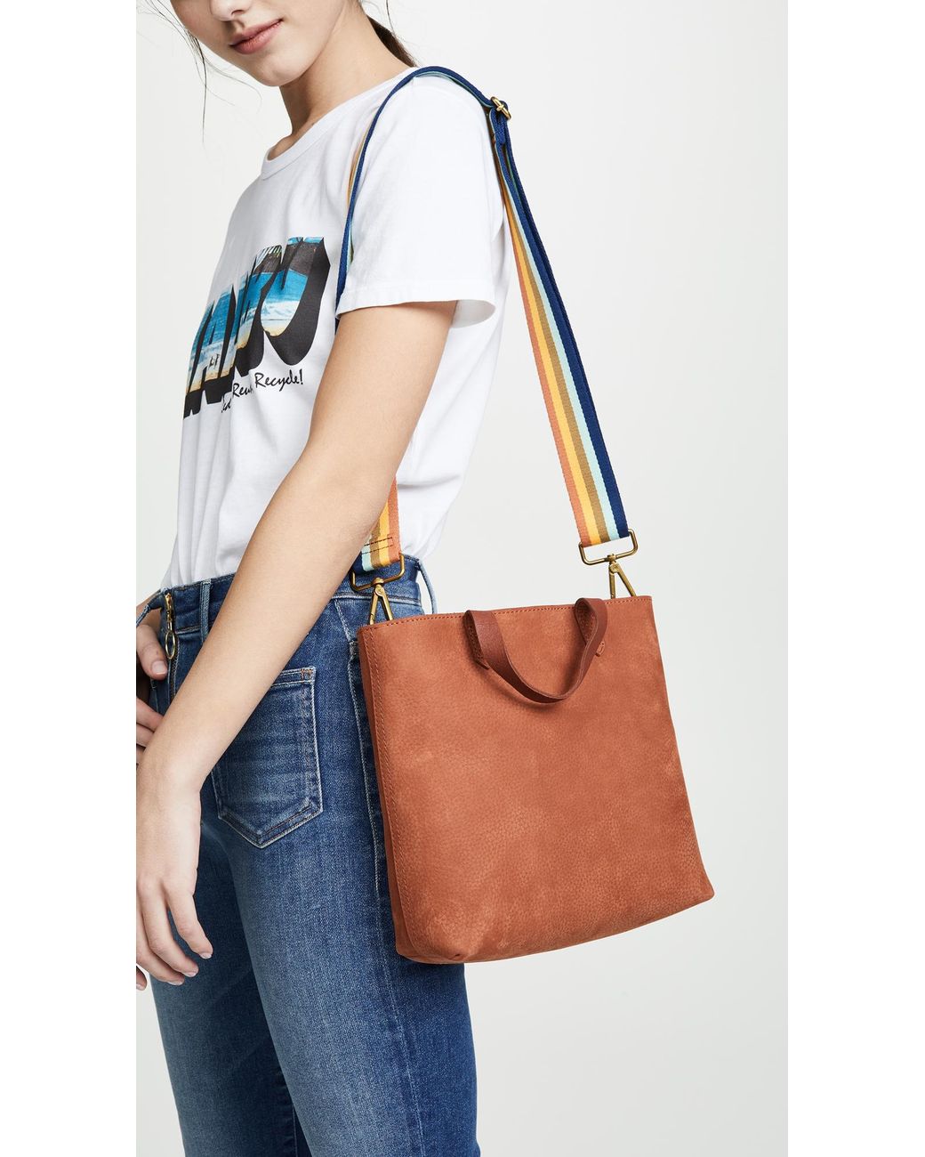 Madewell The Zip-top Transport Crossbody In Nubuck Leather: Rainbow Strap  Edition | Lyst Canada