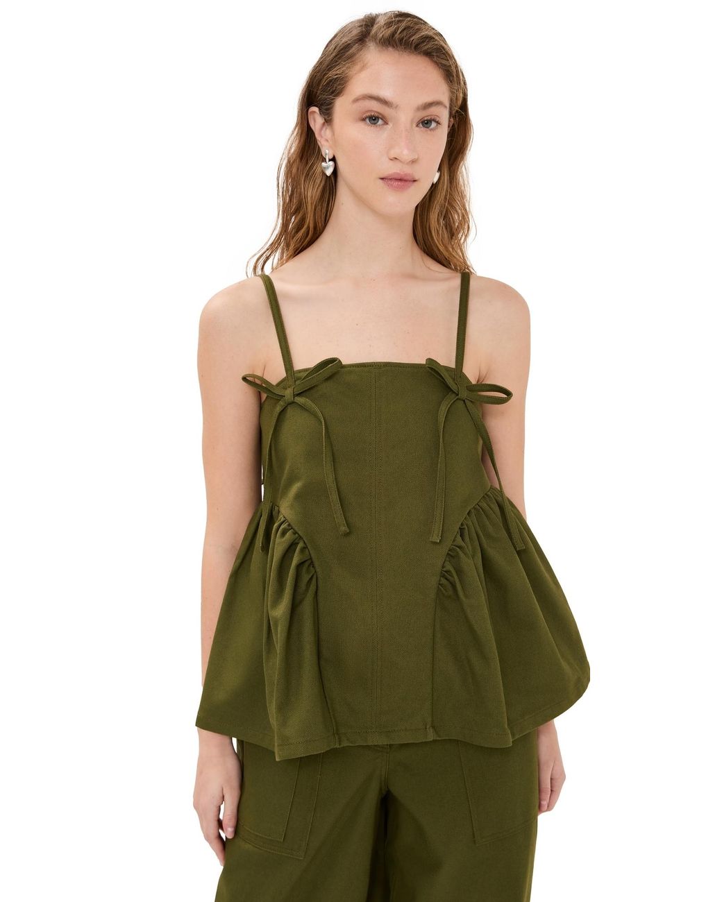 【関税込み】Cecilie Bahnsen グリーン Anita ジーンズ Cecilie Bahnsen Anita Denim Trousers | Shopbop