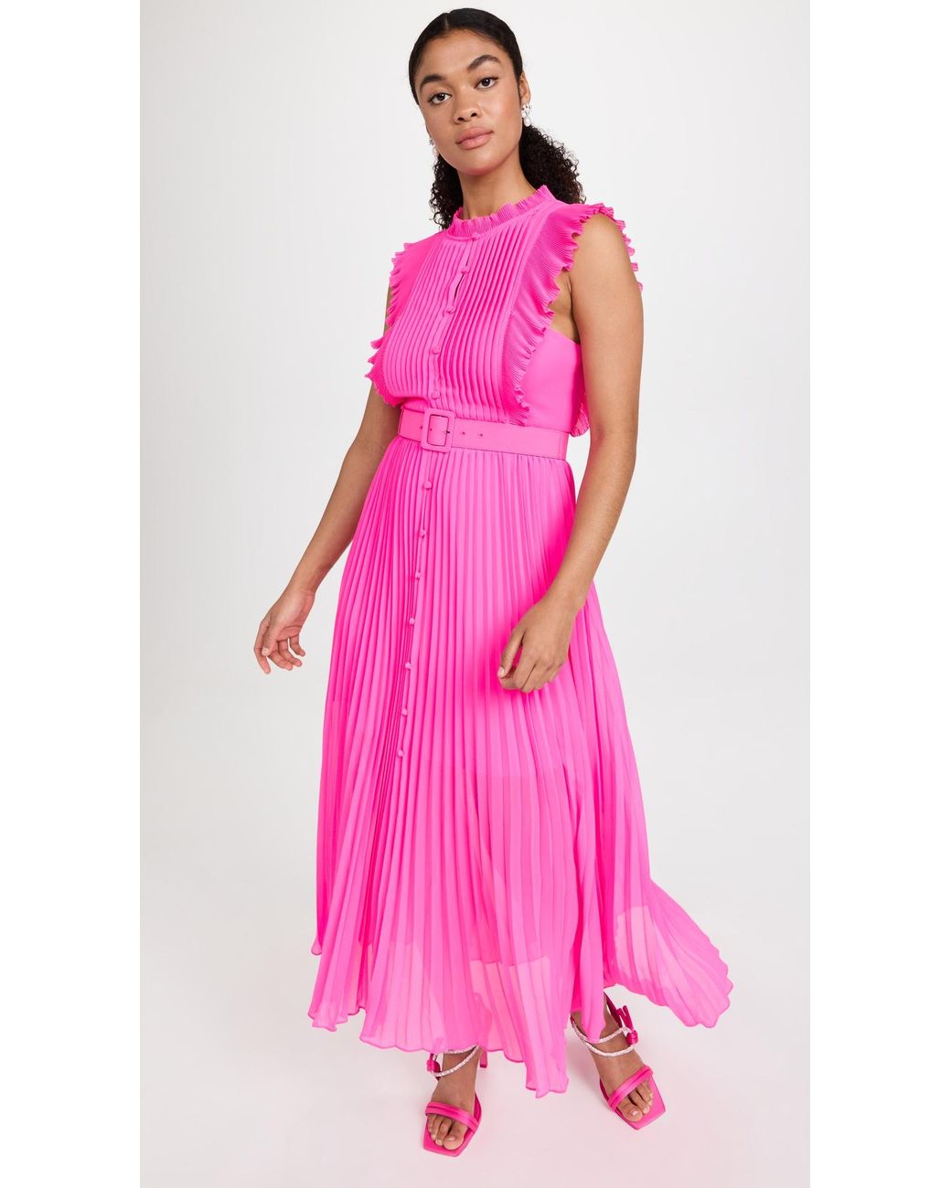 Self portrait pink chiffon midi dress cheap