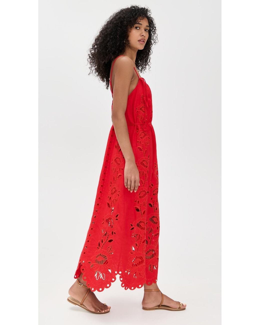chinese dress ladies White Richelieu Sleeveless Midi Dress – FARM Rio main image 1