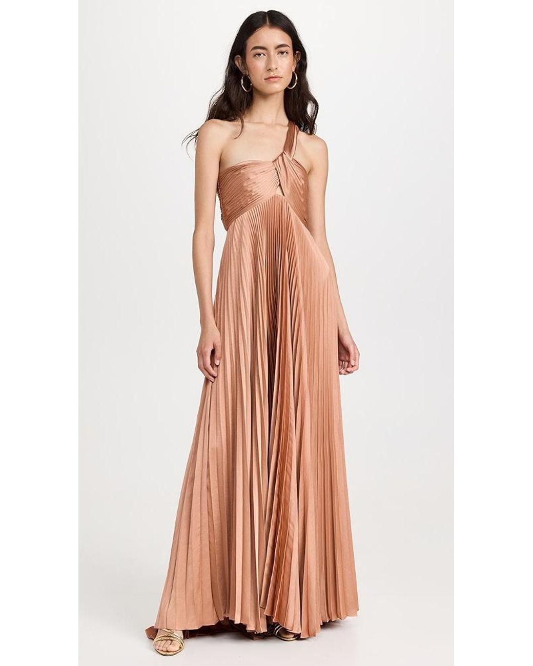 Nessa Pleated One-Shoulder Maxi Dress