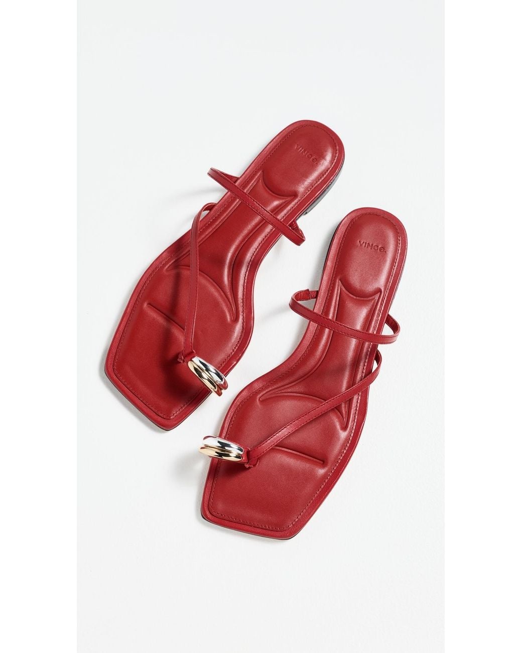 Vince Red Polli Toe Loop Sandals