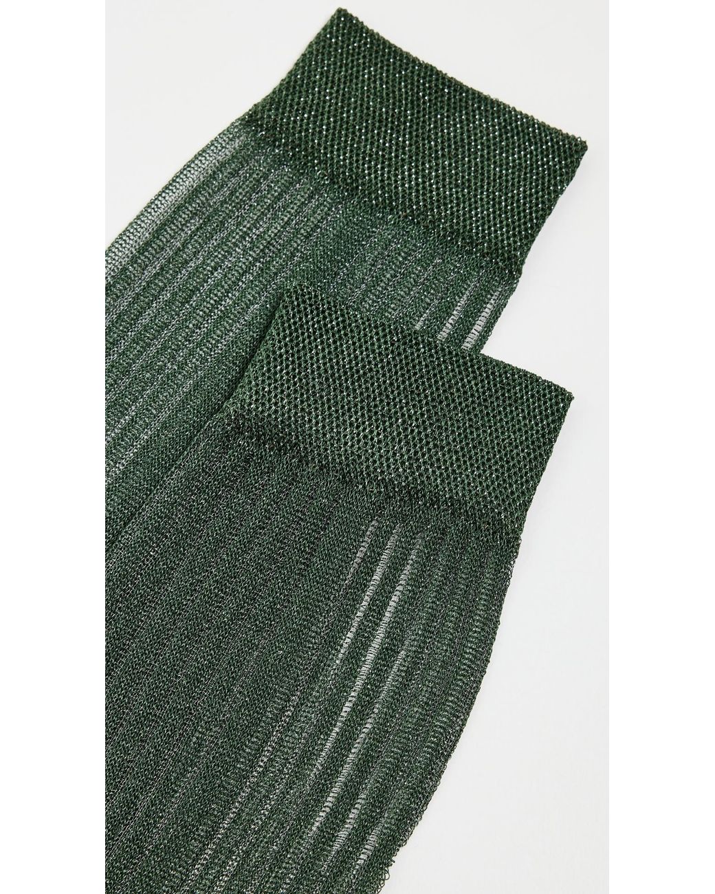 Stems Green Fine Ribbed Metallic Crew Socks