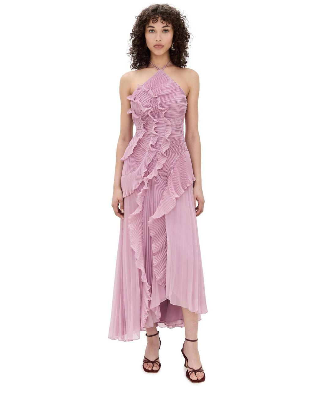 AMUR Lorelie Halter Gown in Pink | Lyst
