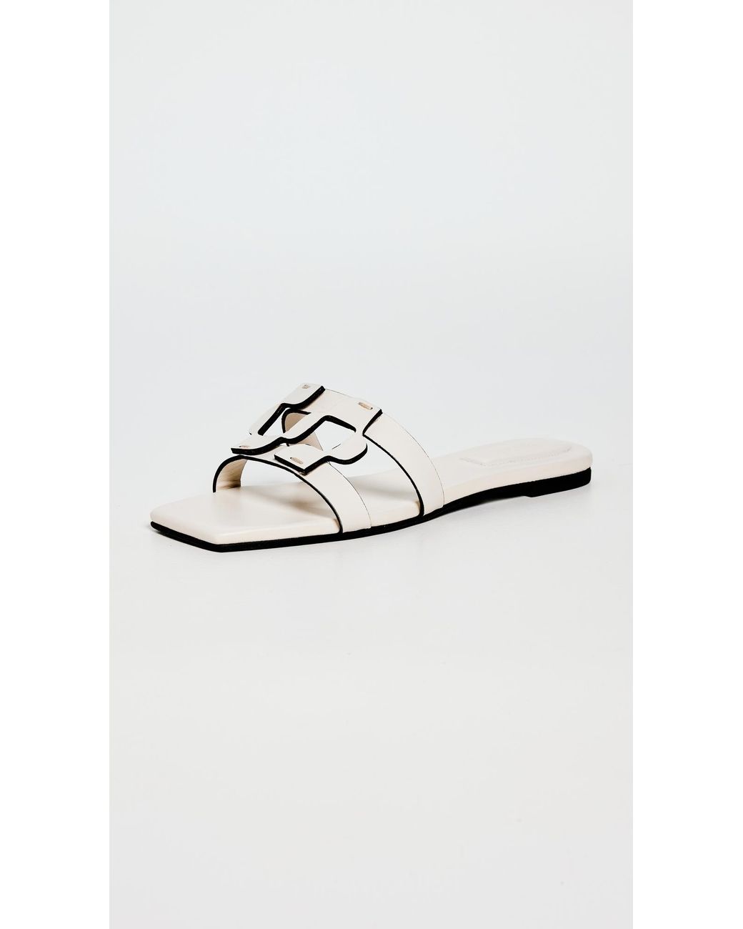 Jonathan Simkhai White Monogram Flat Slides