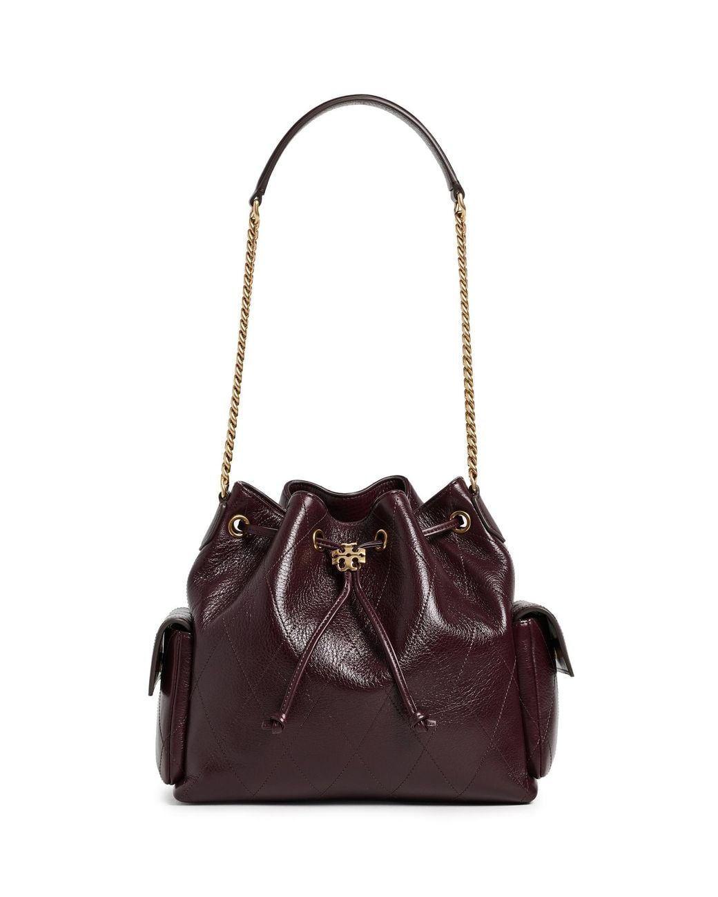 Tory Burch Charlie Quilted Drawstring Shoulder Bag in Red | Lyst