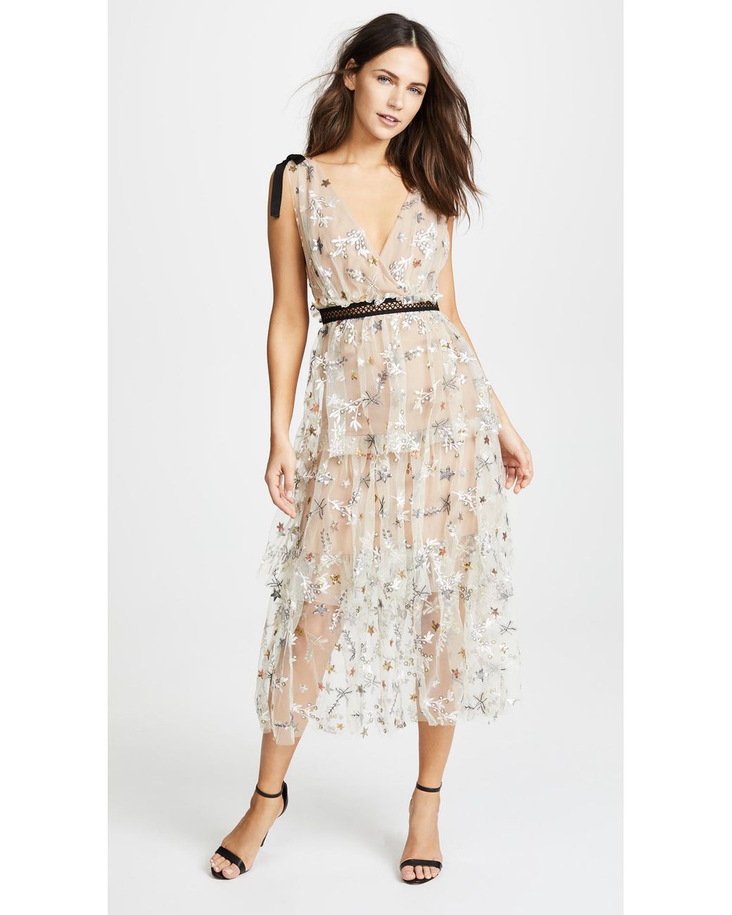 Star mesh hotsell midi dress