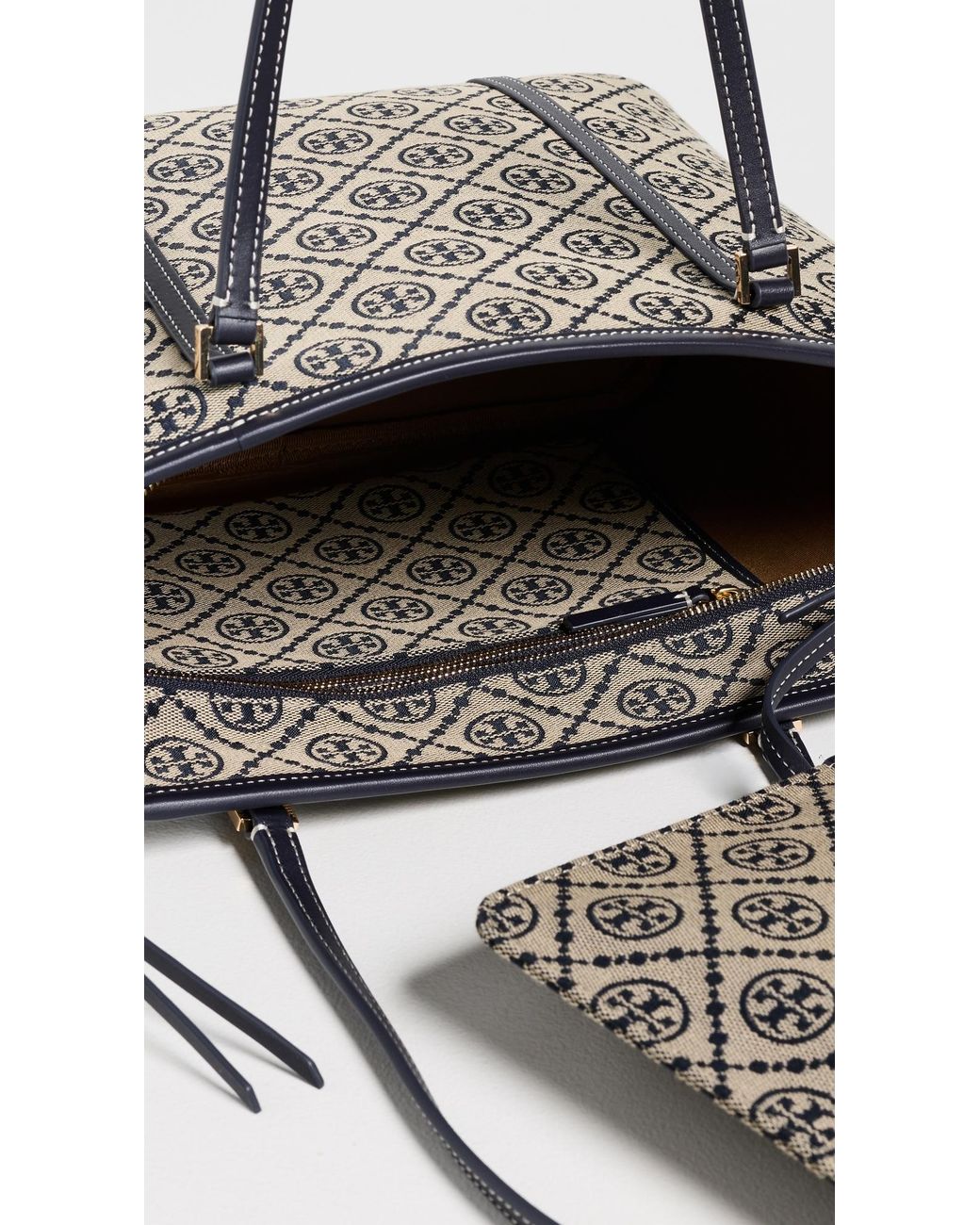 Tory Burch Black T Monogram Small Zip Tote