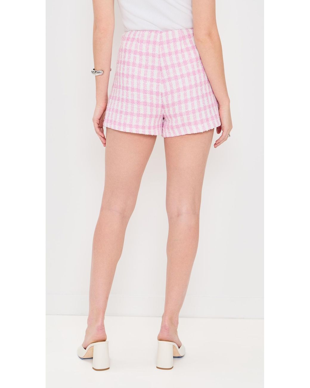 Endless Rose Pink Tweed Buttoned Shorts