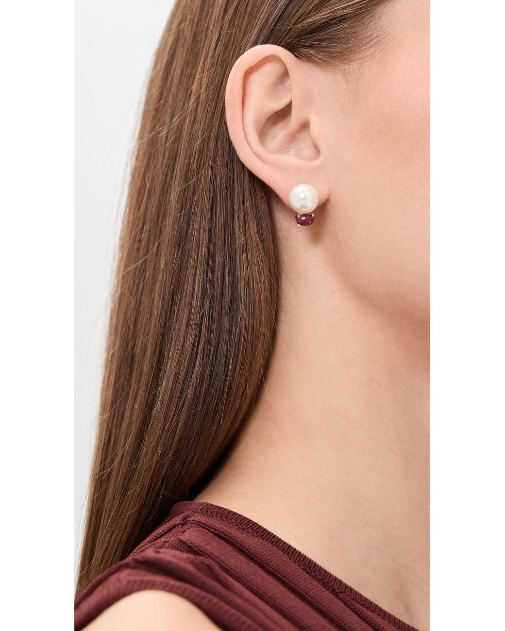 Shashi Black Nava Ruby Stud Earrings
