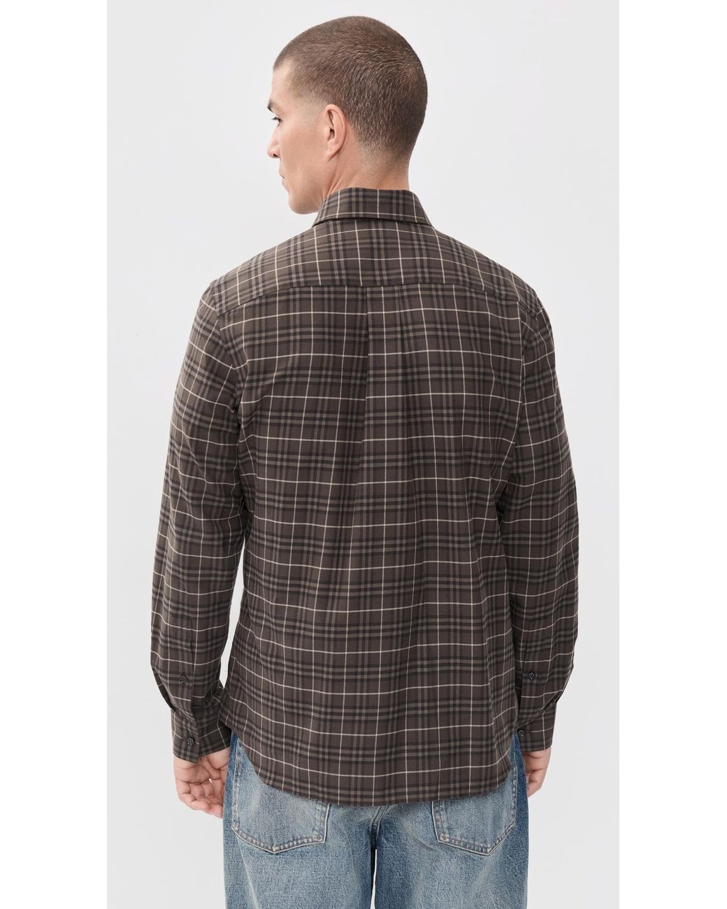Burberry Black Robert Check Button Down for men