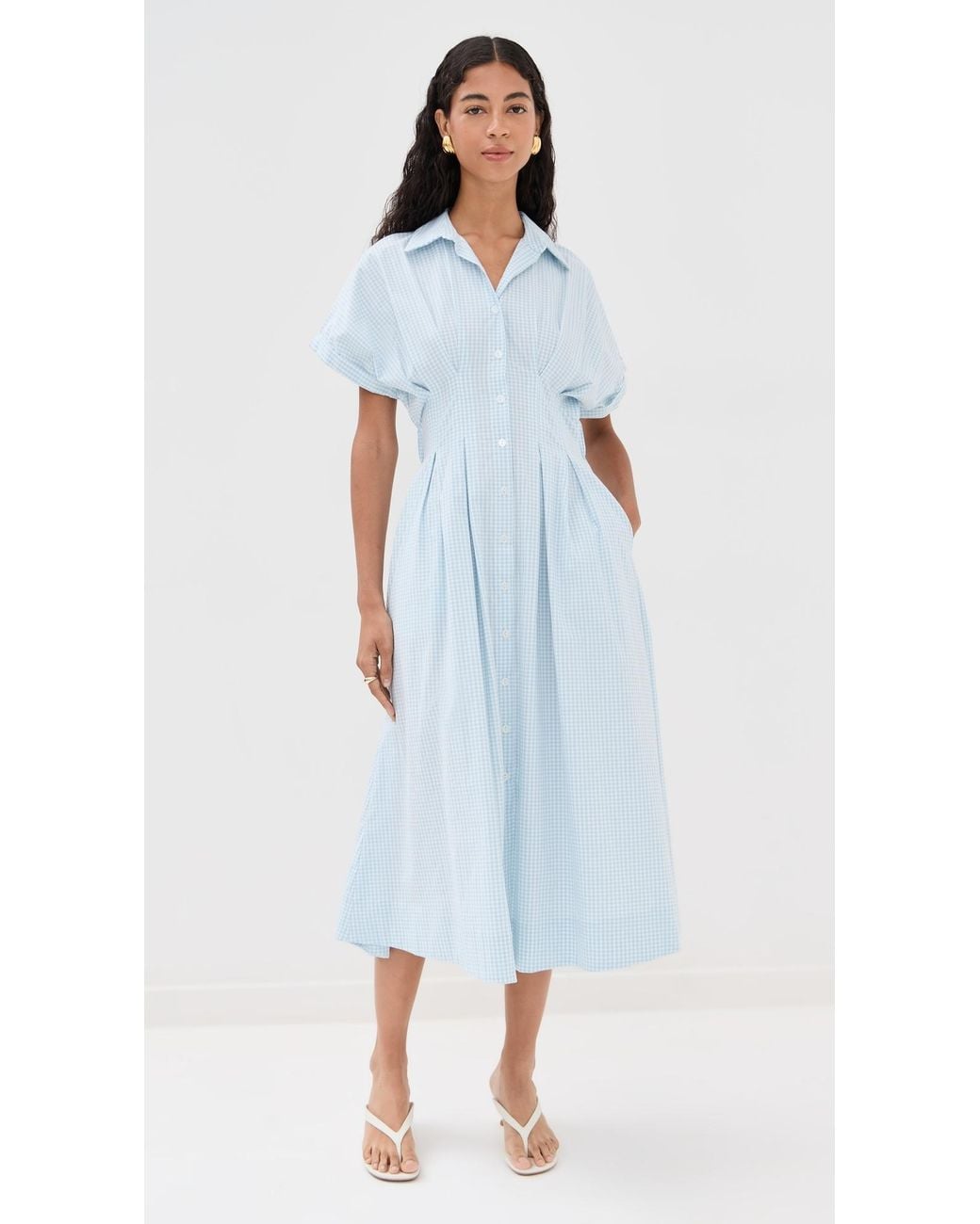 Le Bos Blue Roberta Button Down Dress