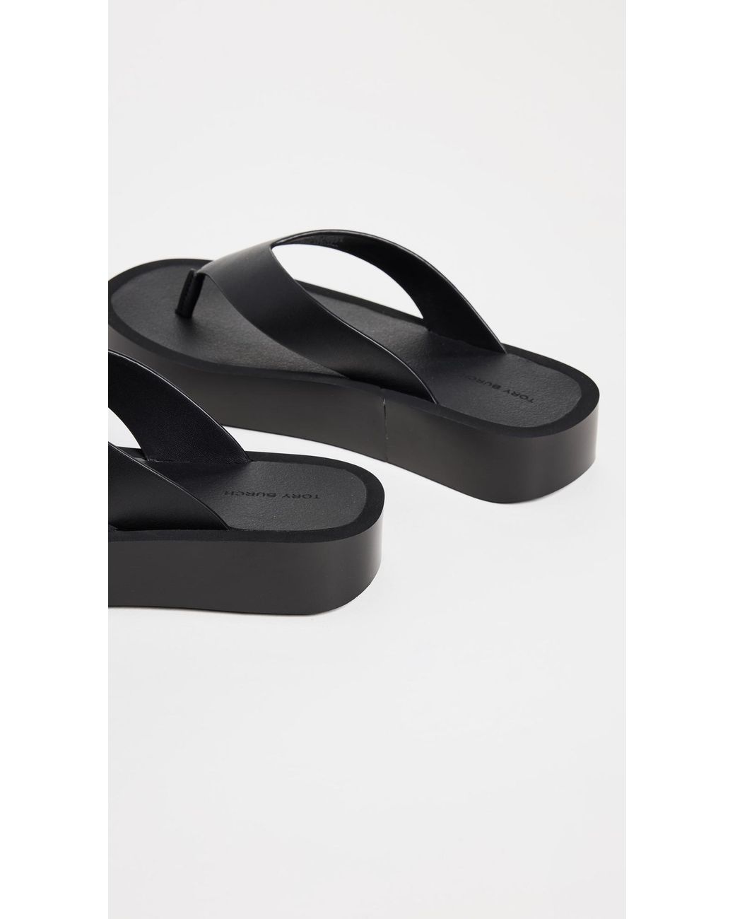 Tory Burch Black Leather Platform Flip Flops