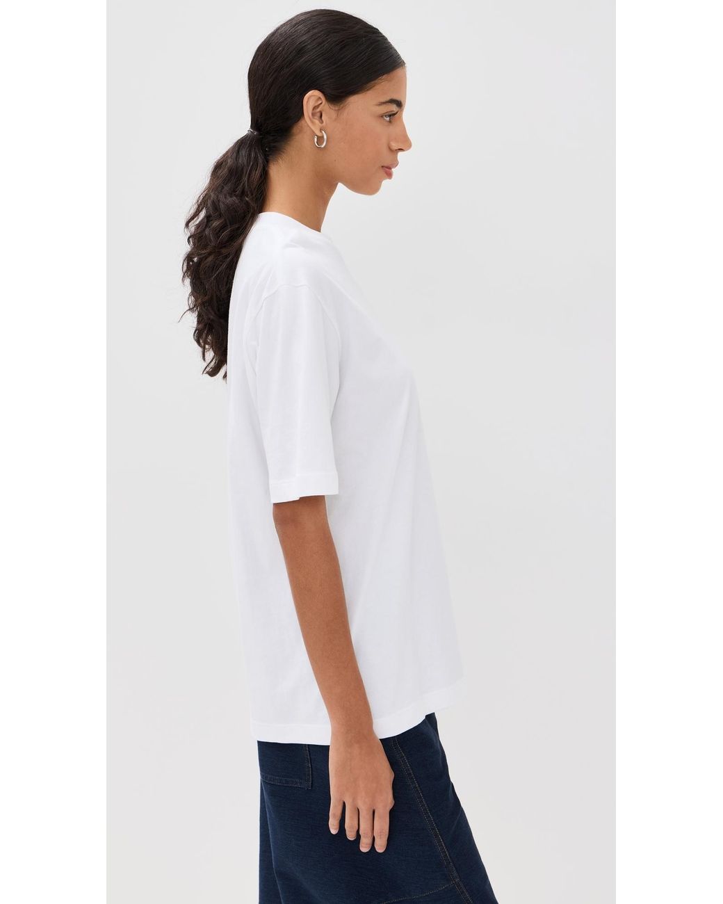 Tibi White Program Mock Neck T-Shirt