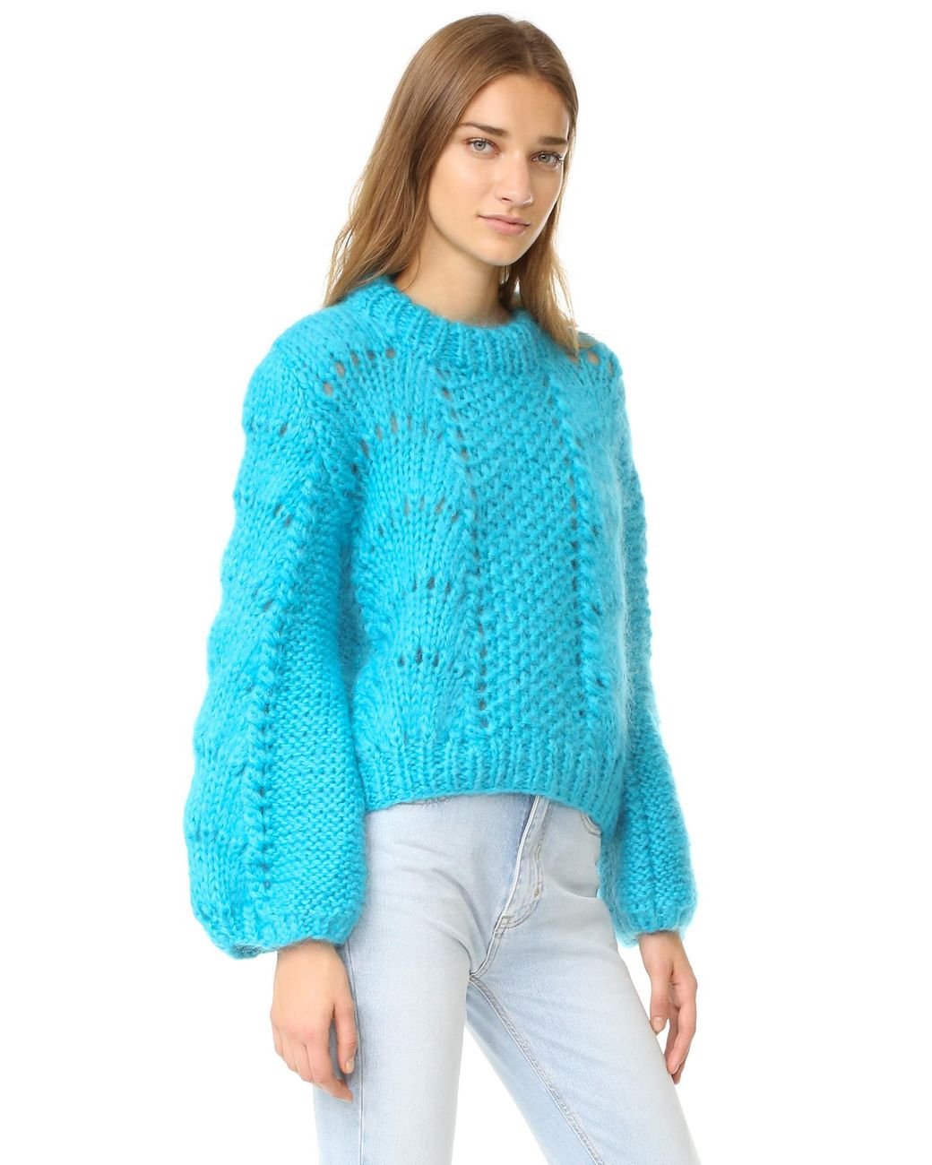 Ganni The Julliard Mohair Sweater in Blue | Lyst