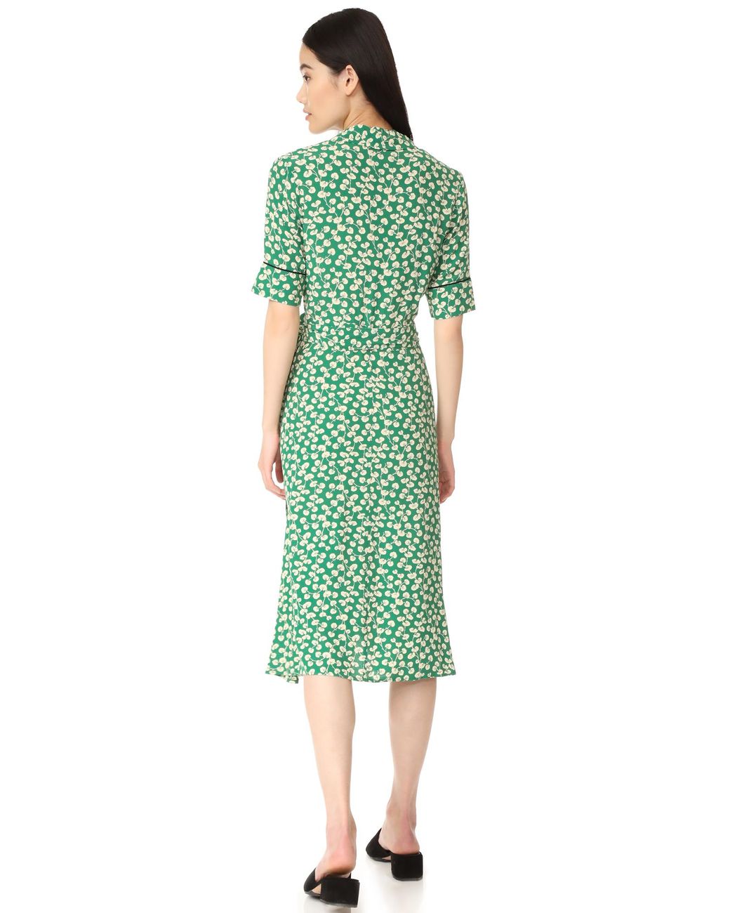 Ganni Synthetic Women's Dalton Crepe Long Shirt Dress in Green | Lyst