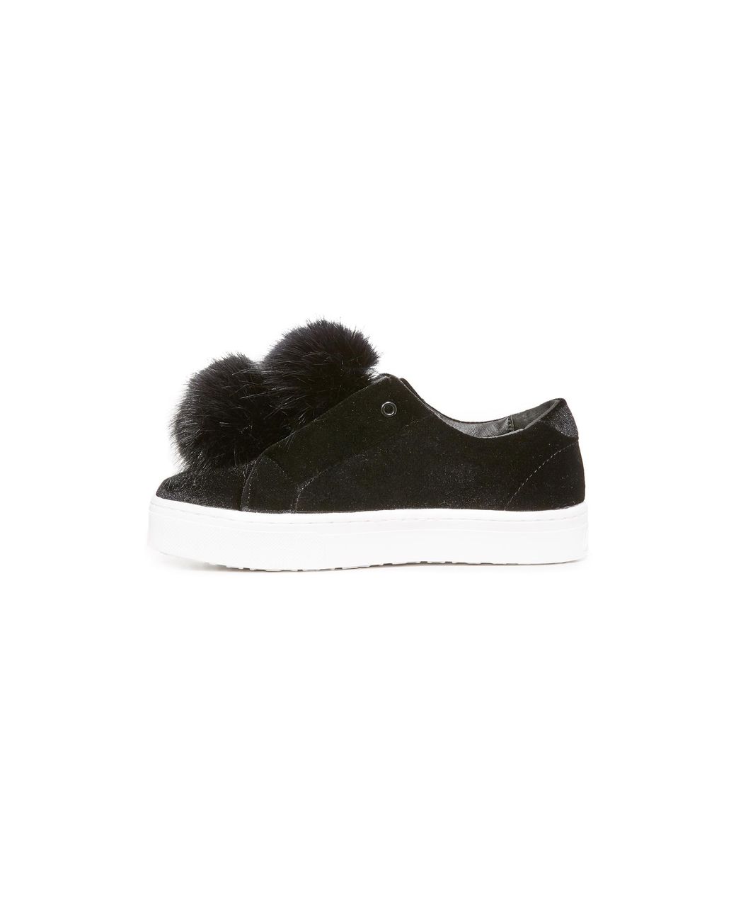Sam Edelman Leya Velvet Pom Pom Sneakers in Black | Lyst