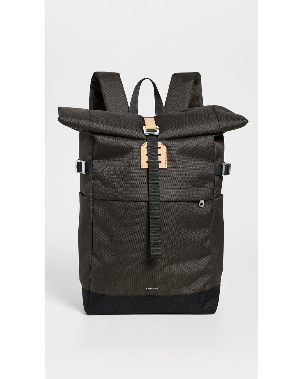 Sandqvist Black Icon Medium Rolltop Backpack for men