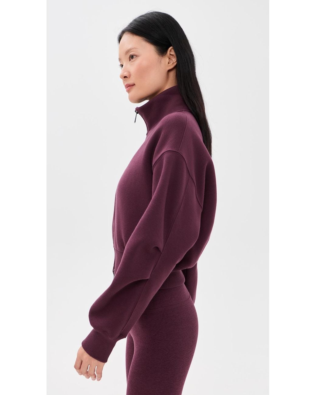 Beyond Yoga Purple Double Zip Cropped Jacket
