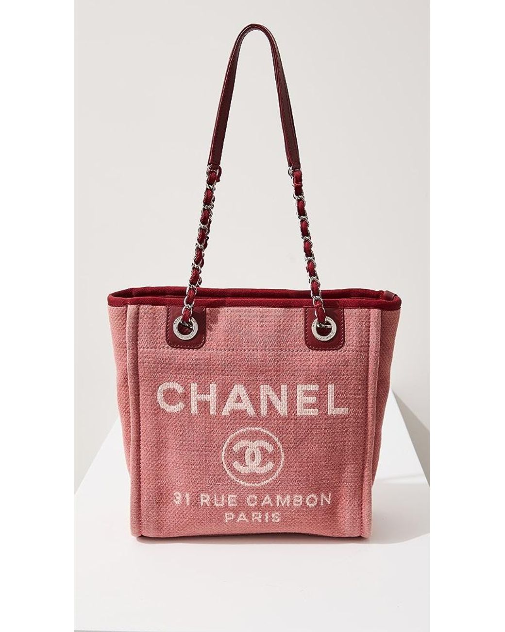What Goes Around Comes Around Chanel Red Canvas Deauville Small