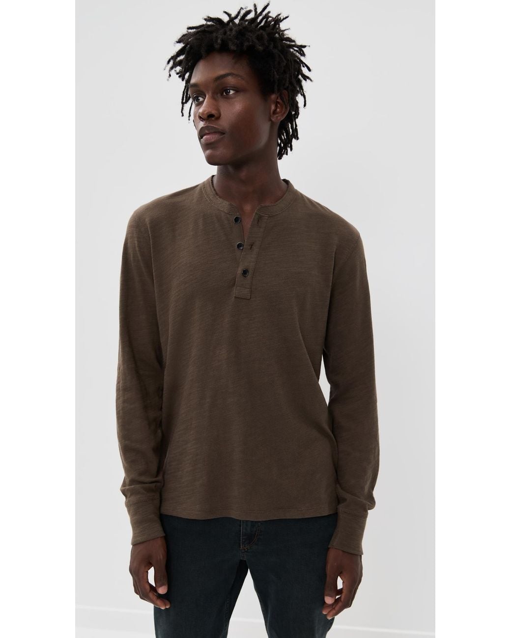 Rag & Bone Brown Classic Flame Henely for men