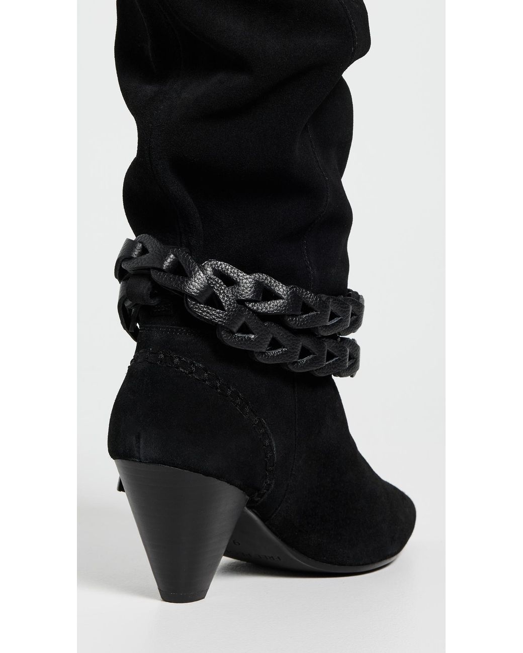 Free People Bridget Belt Slouch Boots in Black | Lyst