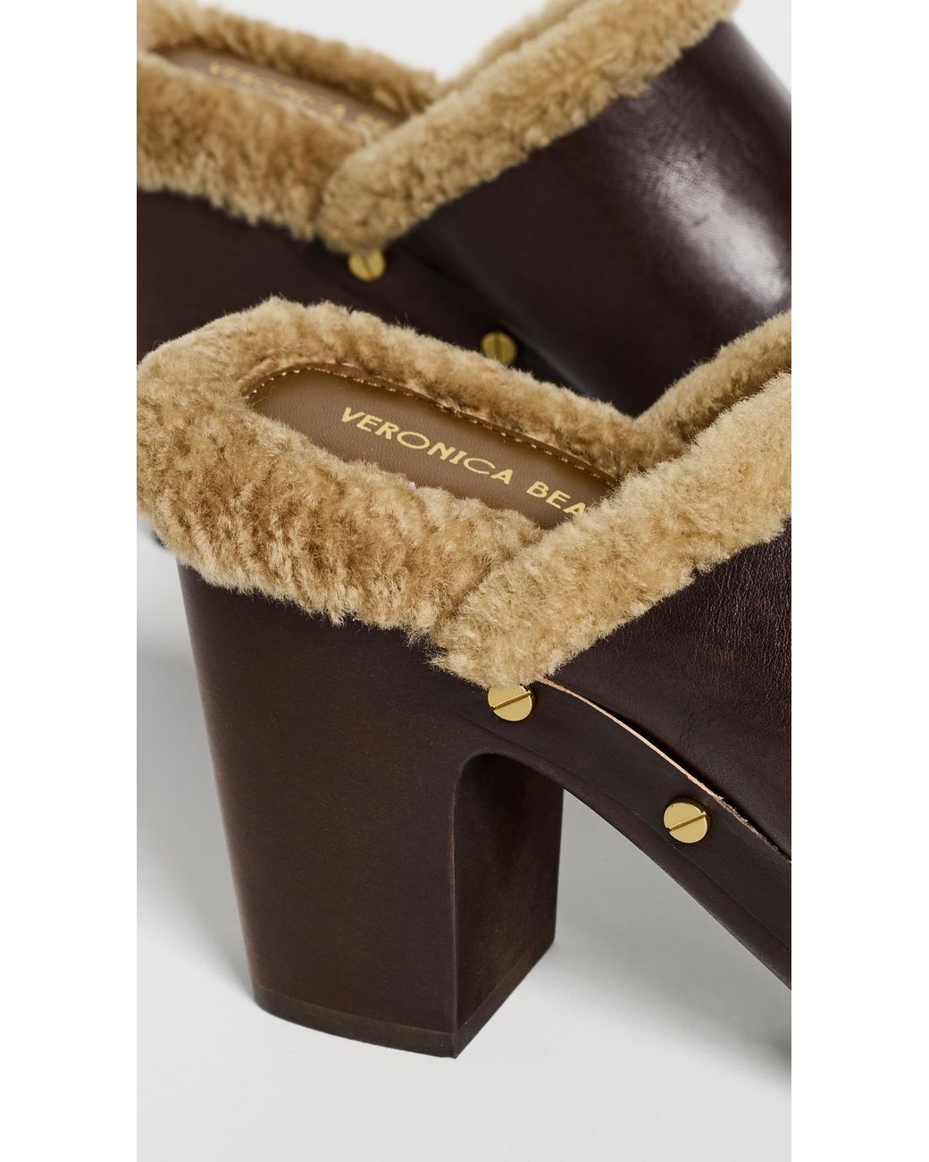 Veronica Beard Brown Larken Shearling Clogs