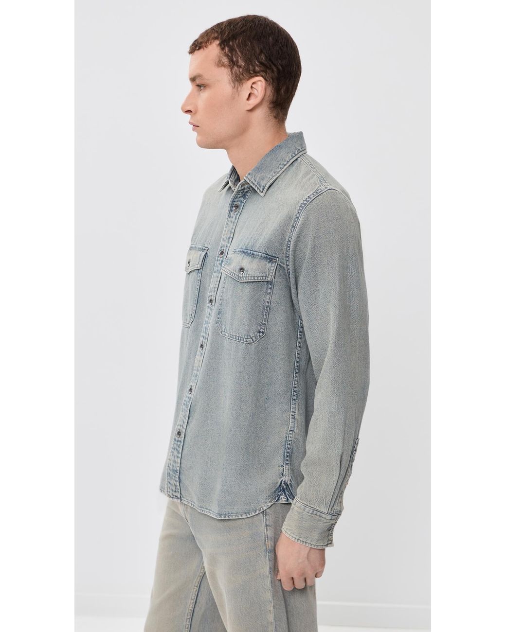 Rag & Bone Gray Infuse Cpo Overshirt for men