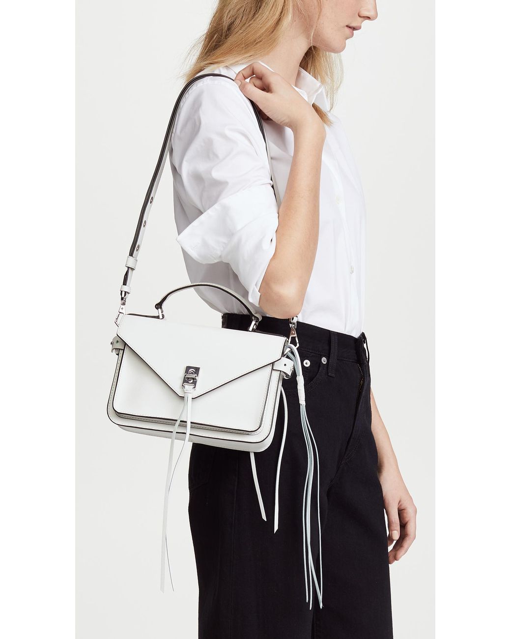 Rebecca Minkoff Leather Small Darren Messenger Bag in White | Lyst