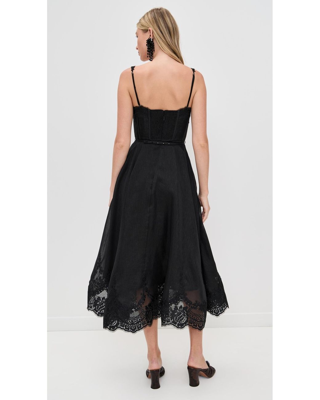 Zimmermann Hypnotic Lace Trim Picnic Dress in Black | Lyst