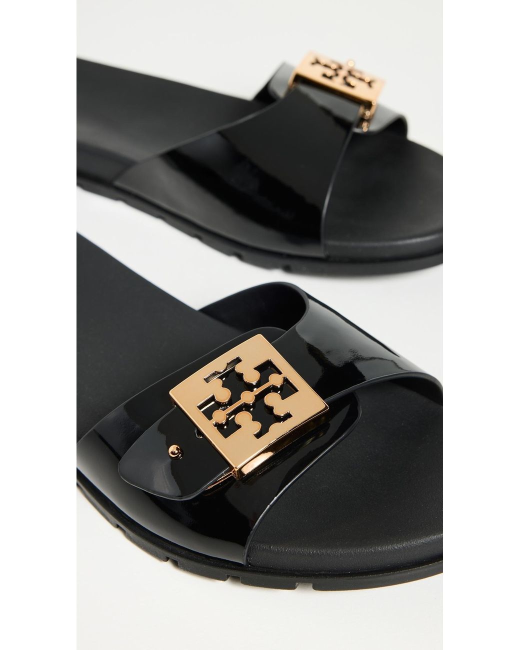 Tory Burch Black Buckle Slides