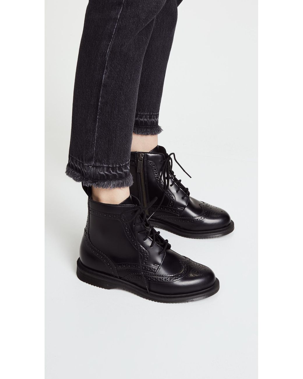 Dr. Martens Delphine 8-eye Brogue Boot in Black | Lyst Canada