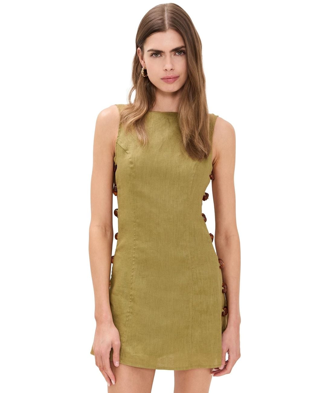 Vrg Grl Tia Linen Mini Dress in Green | Lyst