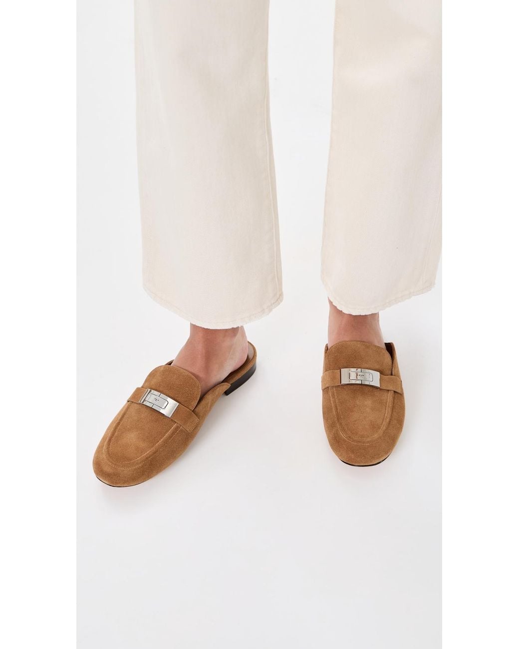 Tory Burch White Leelee Loafer Mules