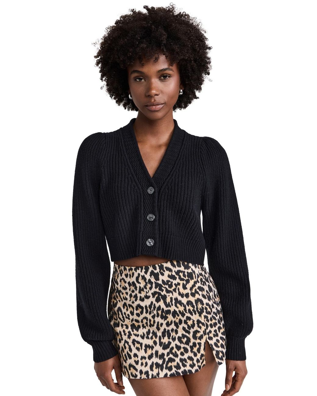 LoveShackFancy Black Avignon Crop Cardigan