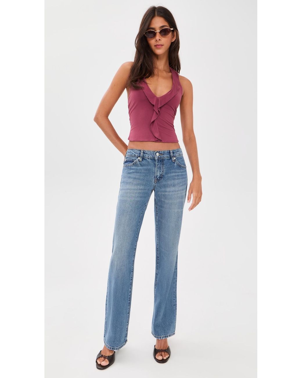 With Jean Red Ruby Top