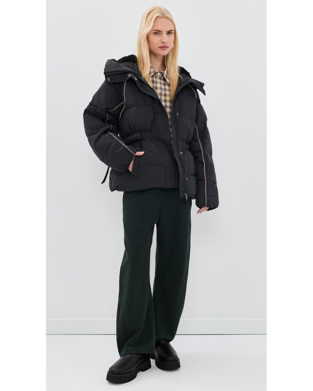 Ugg Black Renly Braid Puffer Jacket