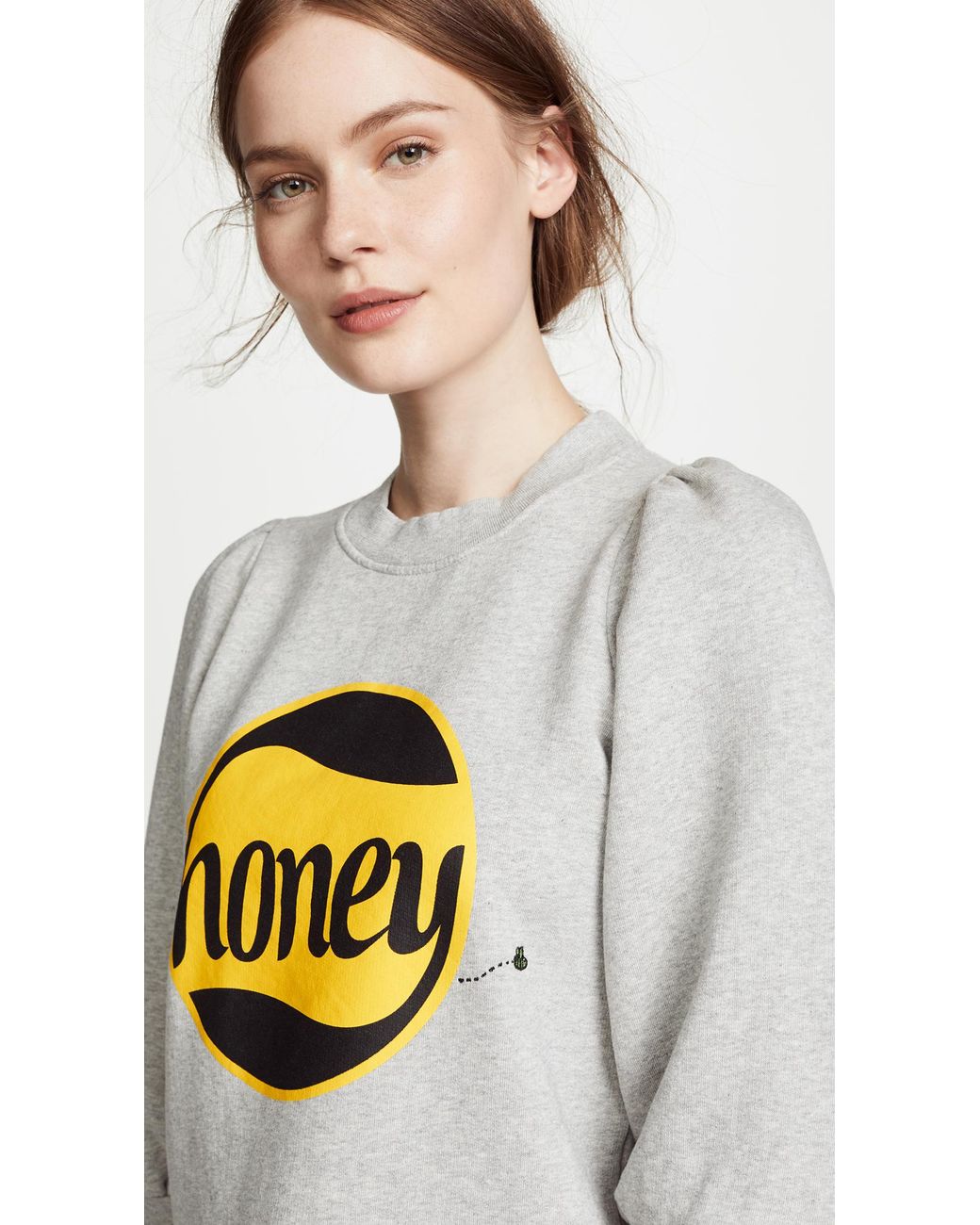 Ganni Fleece Honey Sweatshirt in Gray | Lyst