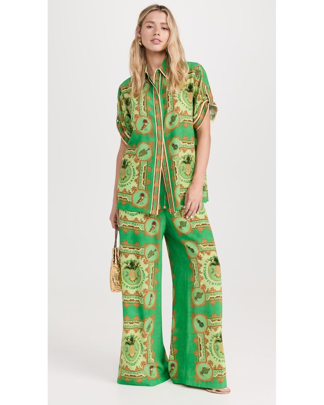 ALÉMAIS La Musica Silk Pant in Green | Lyst