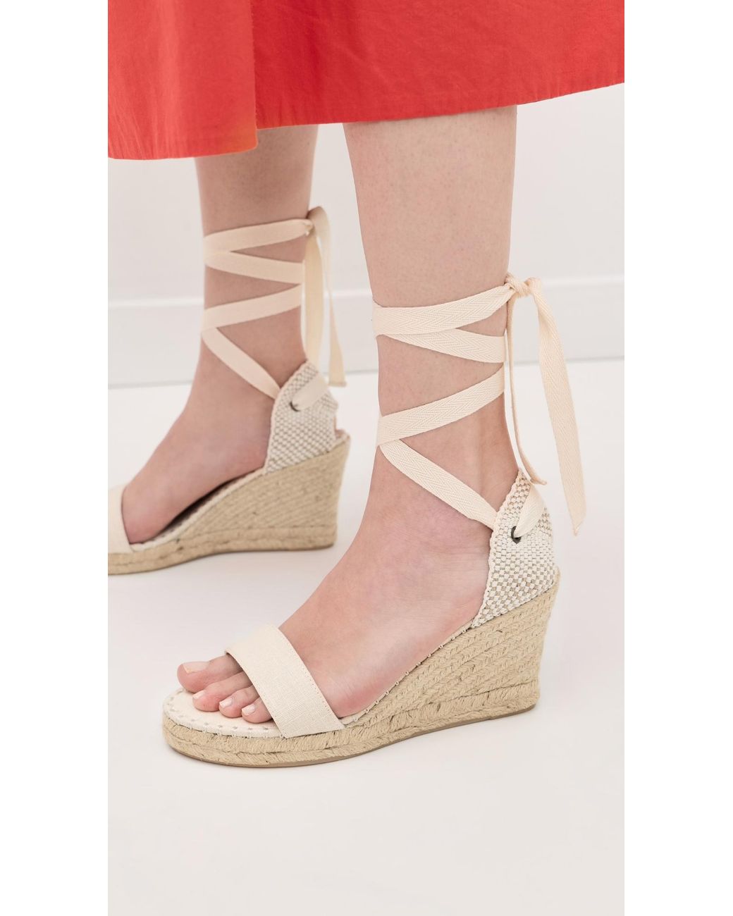 Soludos White Open Toe Marseille Wedge Espadrilles