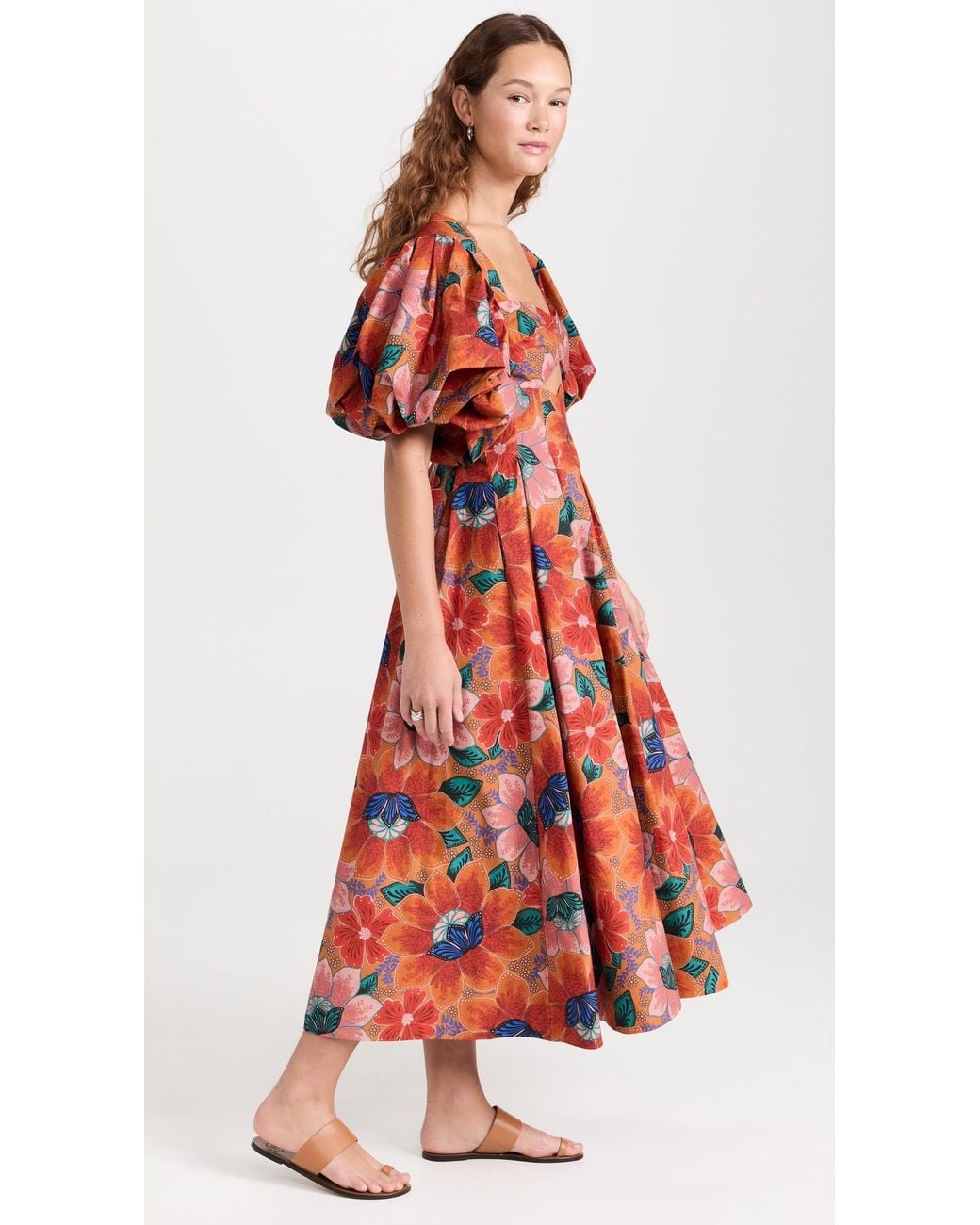 open lace back dress Orange Marias Floral Cut-Out Midi Dress – FARM Rio main image 1