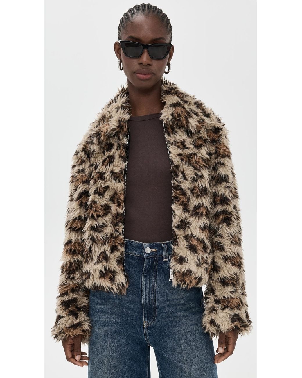 MSGM Natural Leopard Sherpa Bomber Jacket