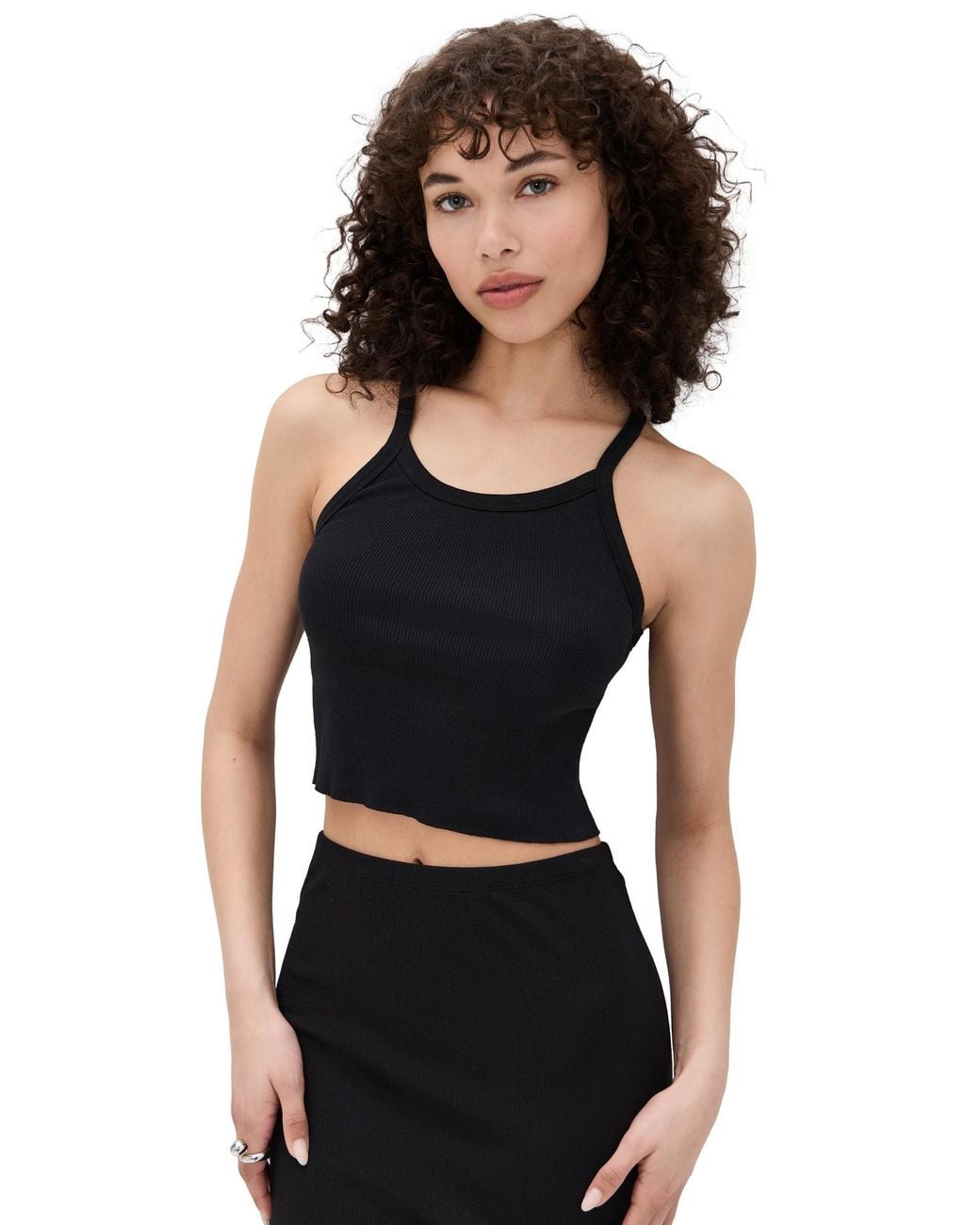 ÉTERNE Black Cropped Rib Tank