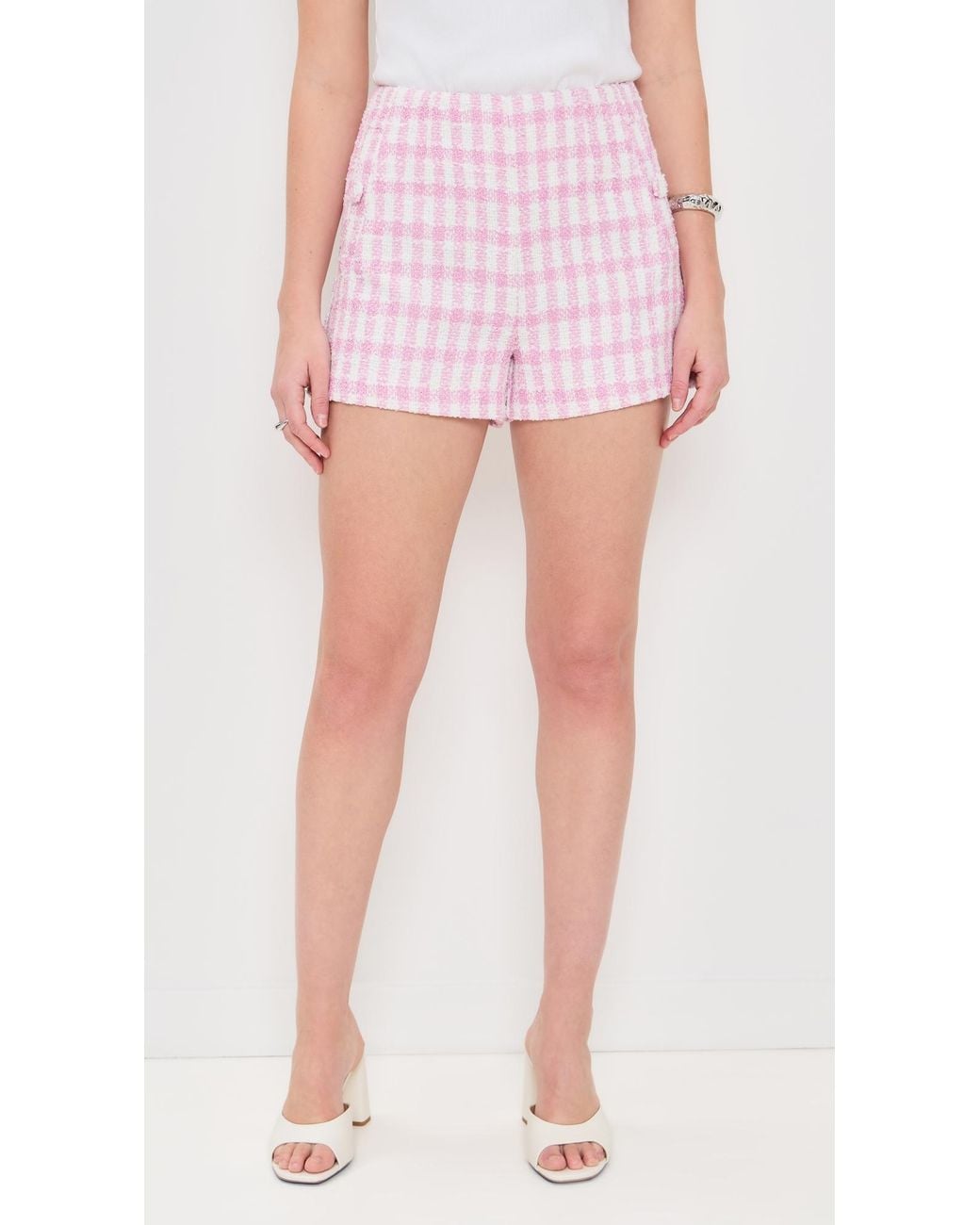 Endless Rose Pink Tweed Buttoned Shorts