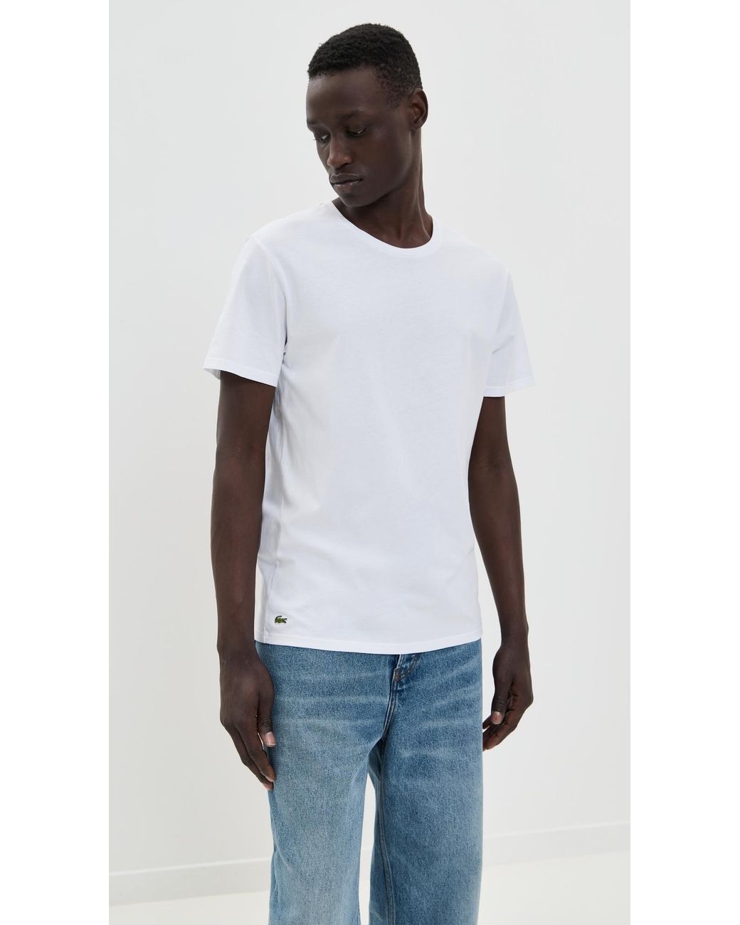 Lacoste White Cotton Undershirt Crew Tee 3 Pack for men