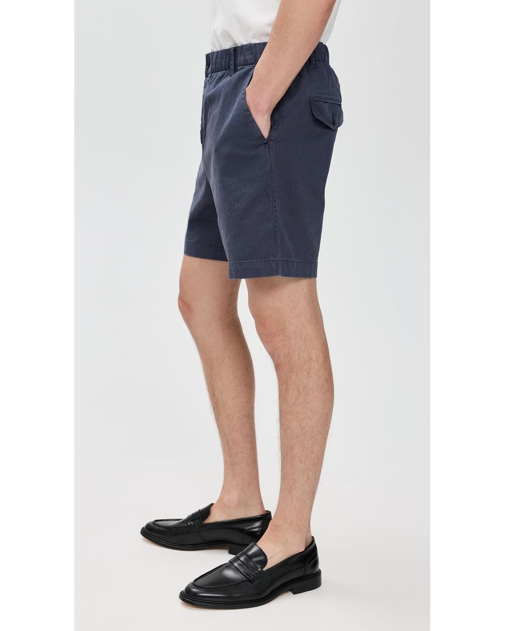 Alex Mill Blue Herringbone Pull On Shorts 7 for men