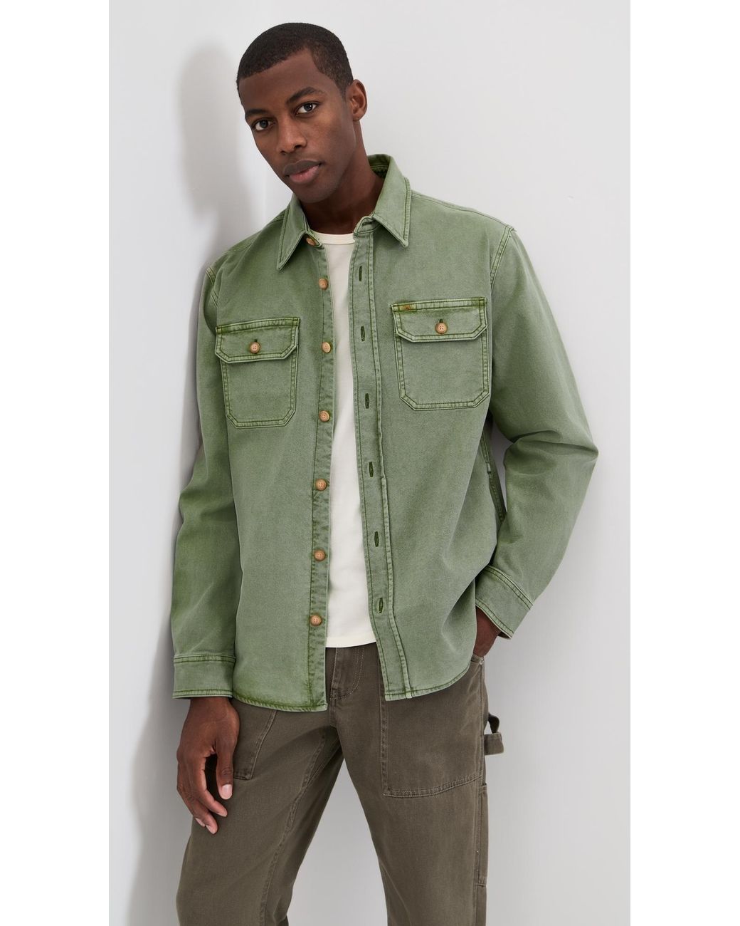 Faherty Sunwashed Cpo Shirt Jacket in Green for Men | Lyst Canada