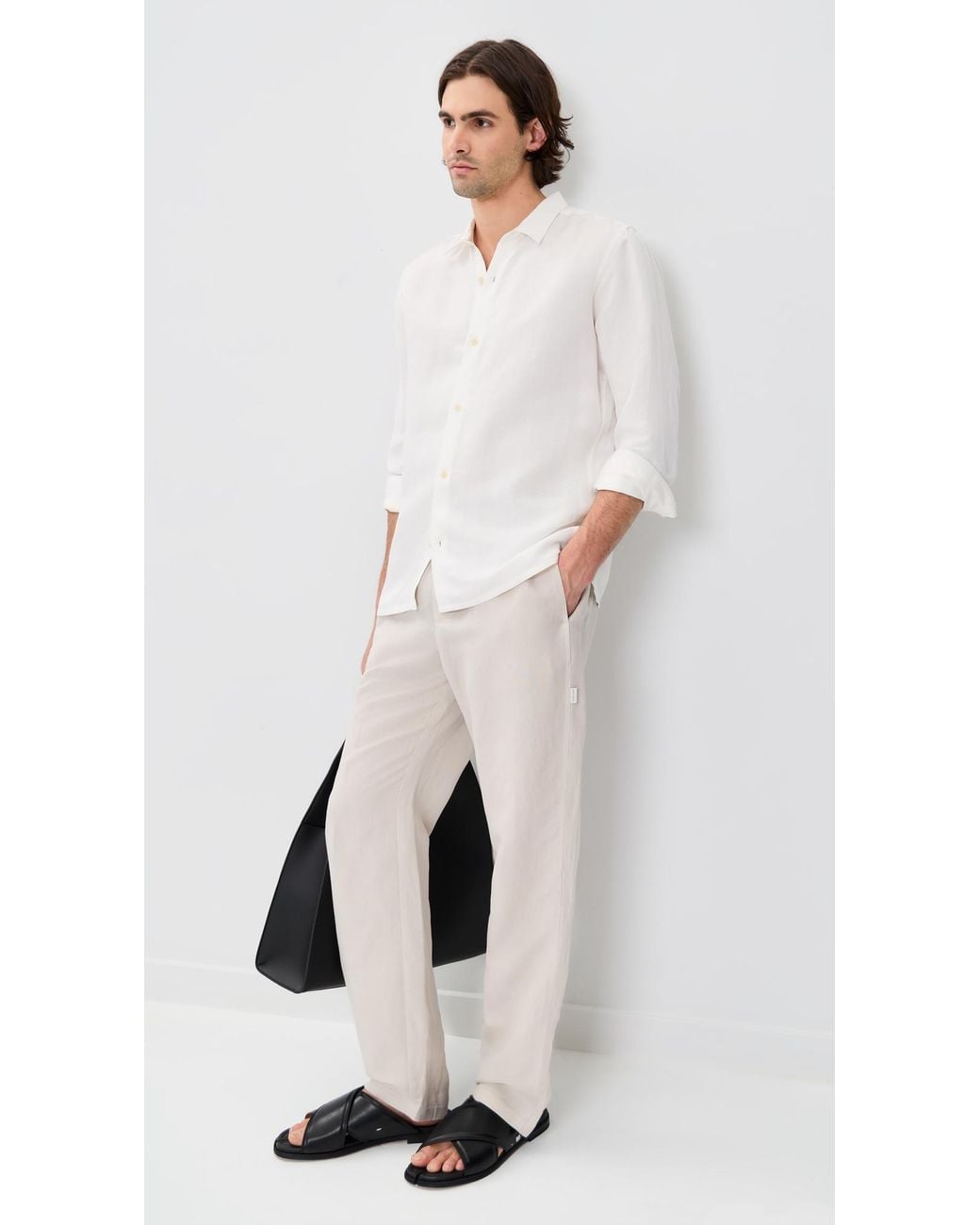 AUTO-REPLY White Linen Pants for men