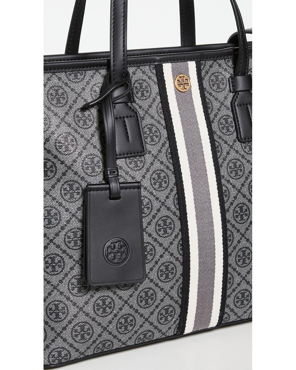 Tory Burch T Monogram Coated Canvas Small Tote in Black | Lyst